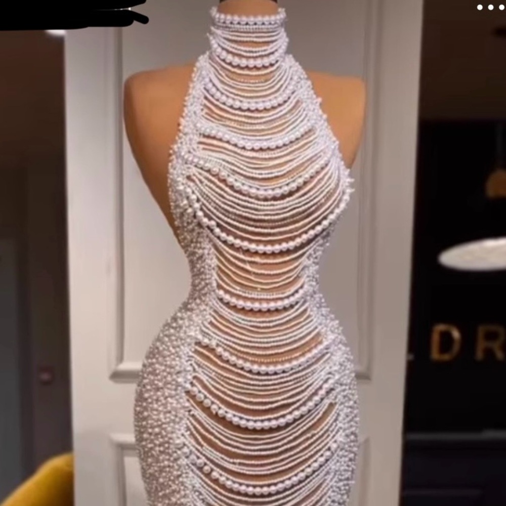 Custom Pearl And Sequin Open Back - image 2